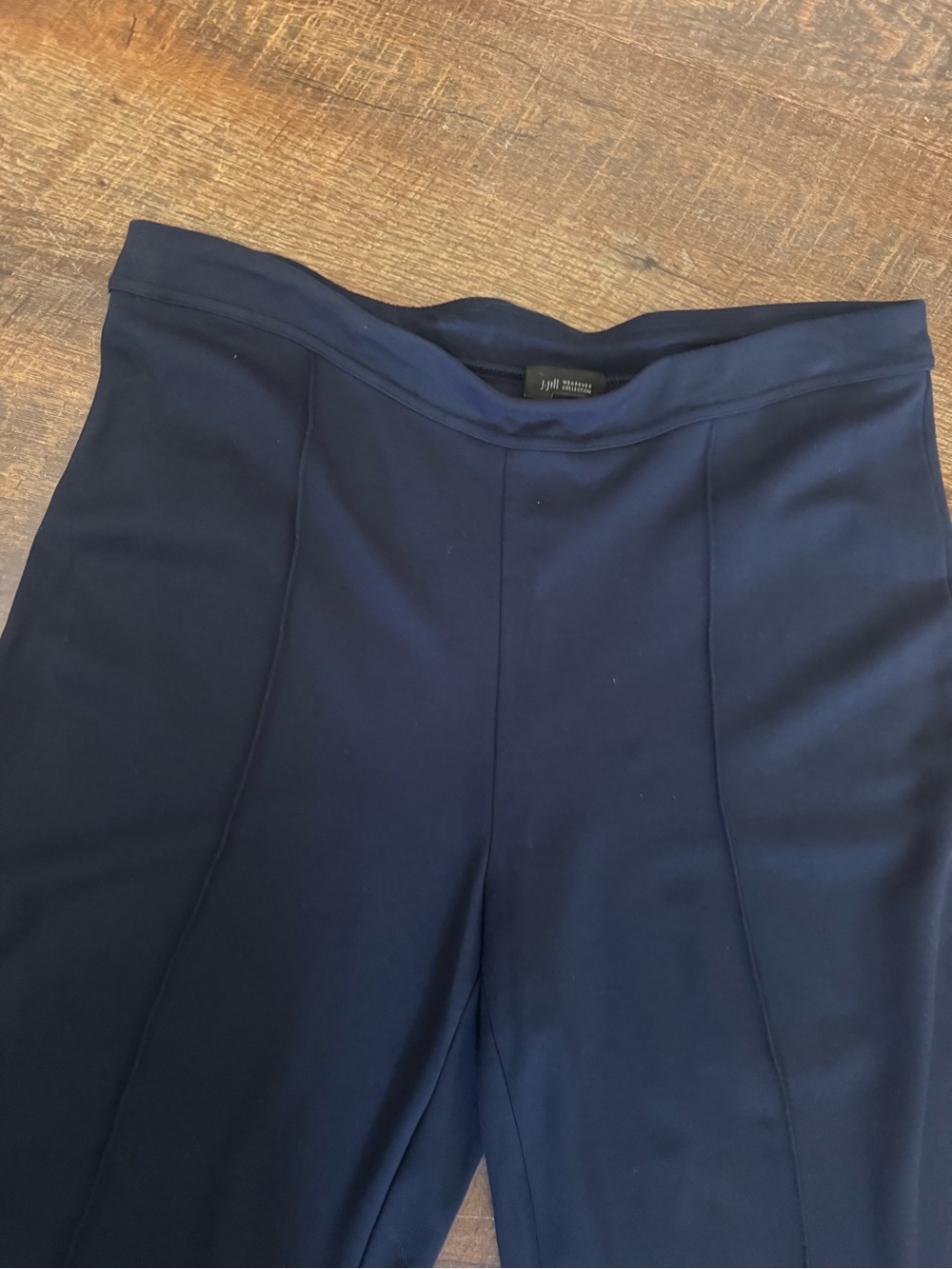 J. Jill Wearever Wide Leg Crop Pants Navy Pull On Stretch Large Petite Travel - Picture 2 of 6